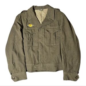 Vintage US Army Wool Field Jacket Mens 38R Olive Drab Ike WWII 1940s Military A1